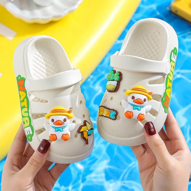 Детские классные тапочки из ЭВА, женская летняя обувь для малышей, пляжная обувь для девочек, нескользящая детская обувь с отверстиями