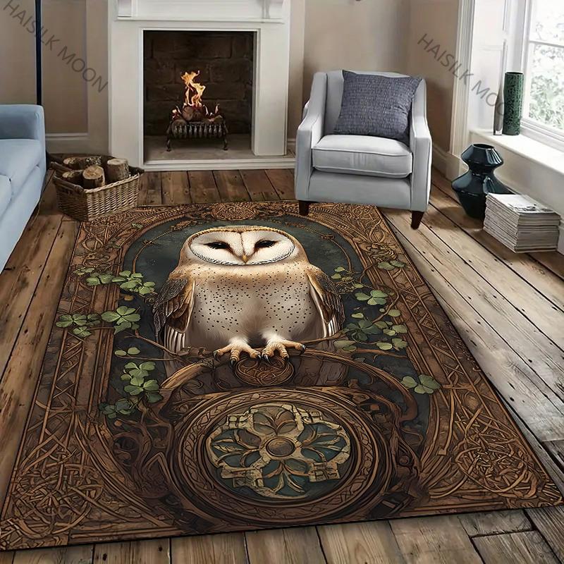 1PC Dark Style Owl Printed Carpet New Release! Rug for Living Rooms Bedrooms, Office Areas, Durable Machines Washable Mat Gifts