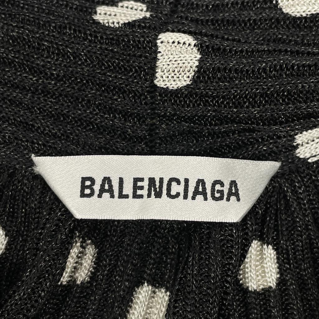 Balenciaga 657546 20 лет Черный галстук-лента Вязаное платье в горошек платье XS черныйБ/у