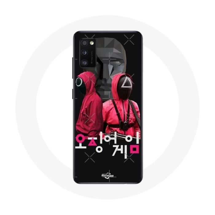 Case - Samsung - Galaxy A41 - Flexible - Black - Squid Game - Soldier Masks Korean Logo