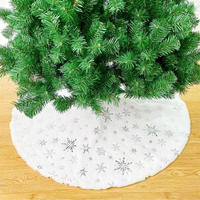 Christmas Tree Skirt Beaded Snowflake Sparkle Tree Skirt 78cm/90cm Plush Tree Skirt Christmas White Tree Skirt Decoration