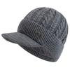 New Style Unisex Warm Winter Hat Brim Fur Lined Beanie Hat Sports Label Thicken Winter Hats For Men Women Outdoor Knitted Hat