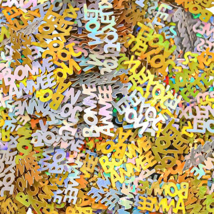 Sequins vœux papier dorés et argentés 15 g
