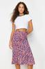 Women's Style Skirt Multicolored Flounce Viscose Fabric Animal Pattern Midi Woven Skirt