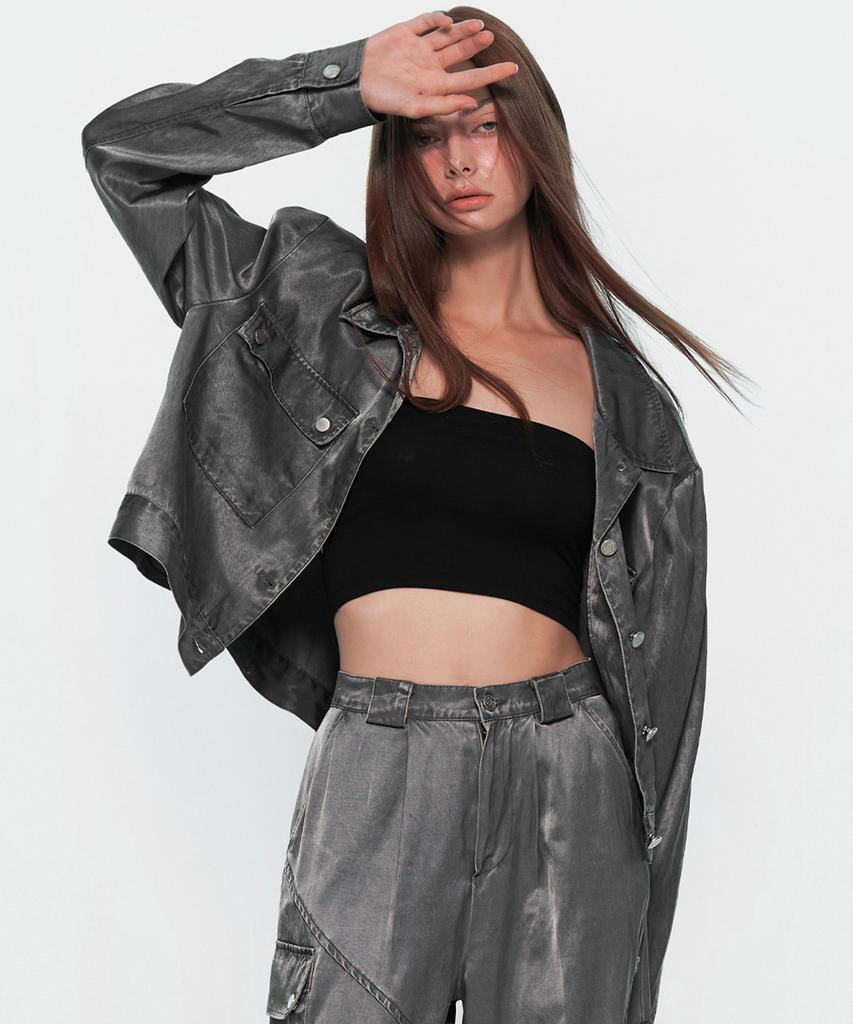 UUM Gloss Bio Crop Jacket Gray