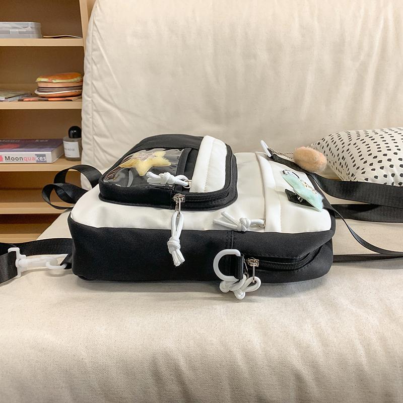 Women's Shoulder Bag Color Block College Style Student Crossbody Bag Class Book Bag