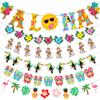 Summer Beach Party Decor Pineapple Flamingo Flower Banner Tropical Bird Aloha Sun Garlands Happy Hawaiian Party Decors Banner