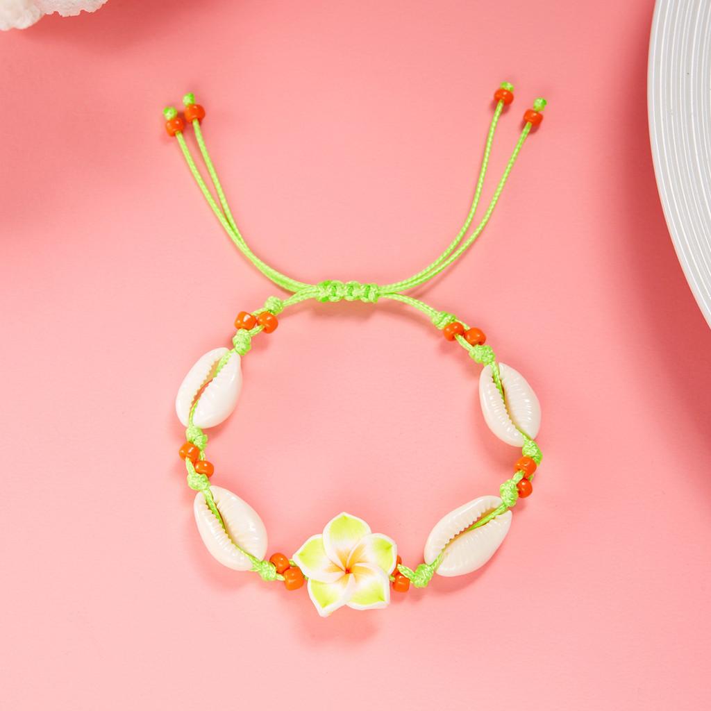 Summer Fashion Handmade Flower Bead Anklet With Adjustable Woven Design For Women