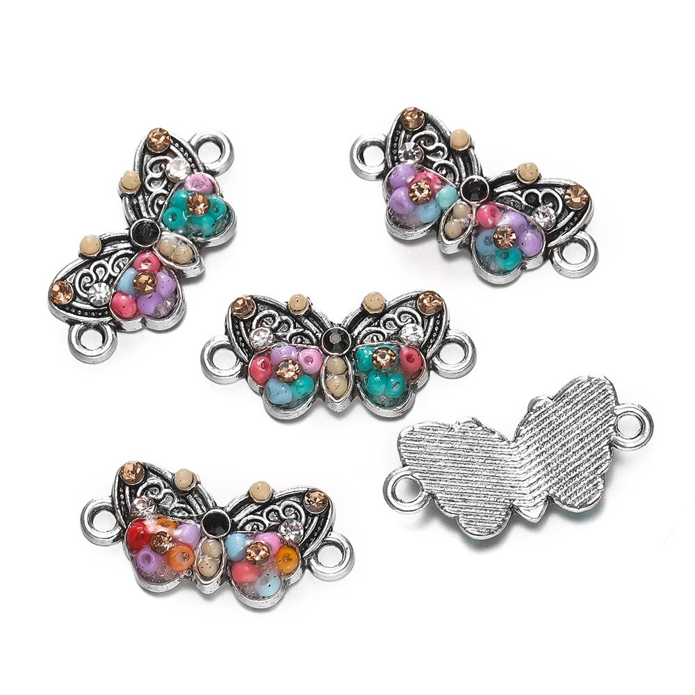 4Pcs Alloy Retro Colored Zircon Drop Oil Pendant Elephant Turtle Pendants For DIY Jewelry Charm Bracelet Handicrafts Accessories