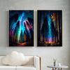 Fantasy Magic Midnight Painting Canvas Print Wall Art Poster Dreamy Forest Starry Picture for Living Room Home Decor Cuadros