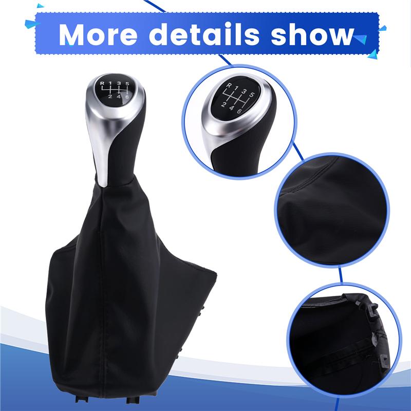 Car 6 Speed Manual Gear Lever Stick Shift Knob With PU Leather Dustproof Boot For BMW 1 3 Series F20 F30 2011-2016-A87Q