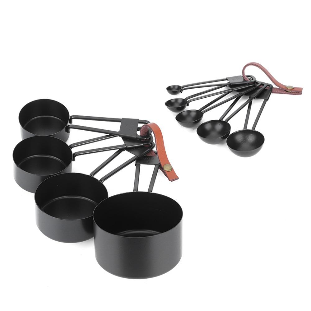 Black Measuring Spoon Set with Scale Baking Measuring Tools Measuring Cups Set Baking Cooking