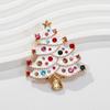 Enamel Christmas Tree Brooch Unique Rhinestones Christmas Tree Snowman Brooch For Women Festival Pin Jewelry