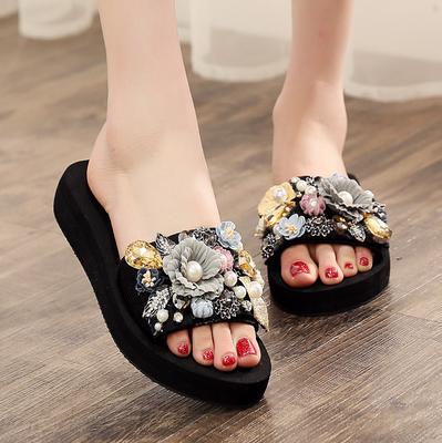 Sagit/женские модные уличные тапочки с толстой подошвой и цветочным принтом, пляжная обувь