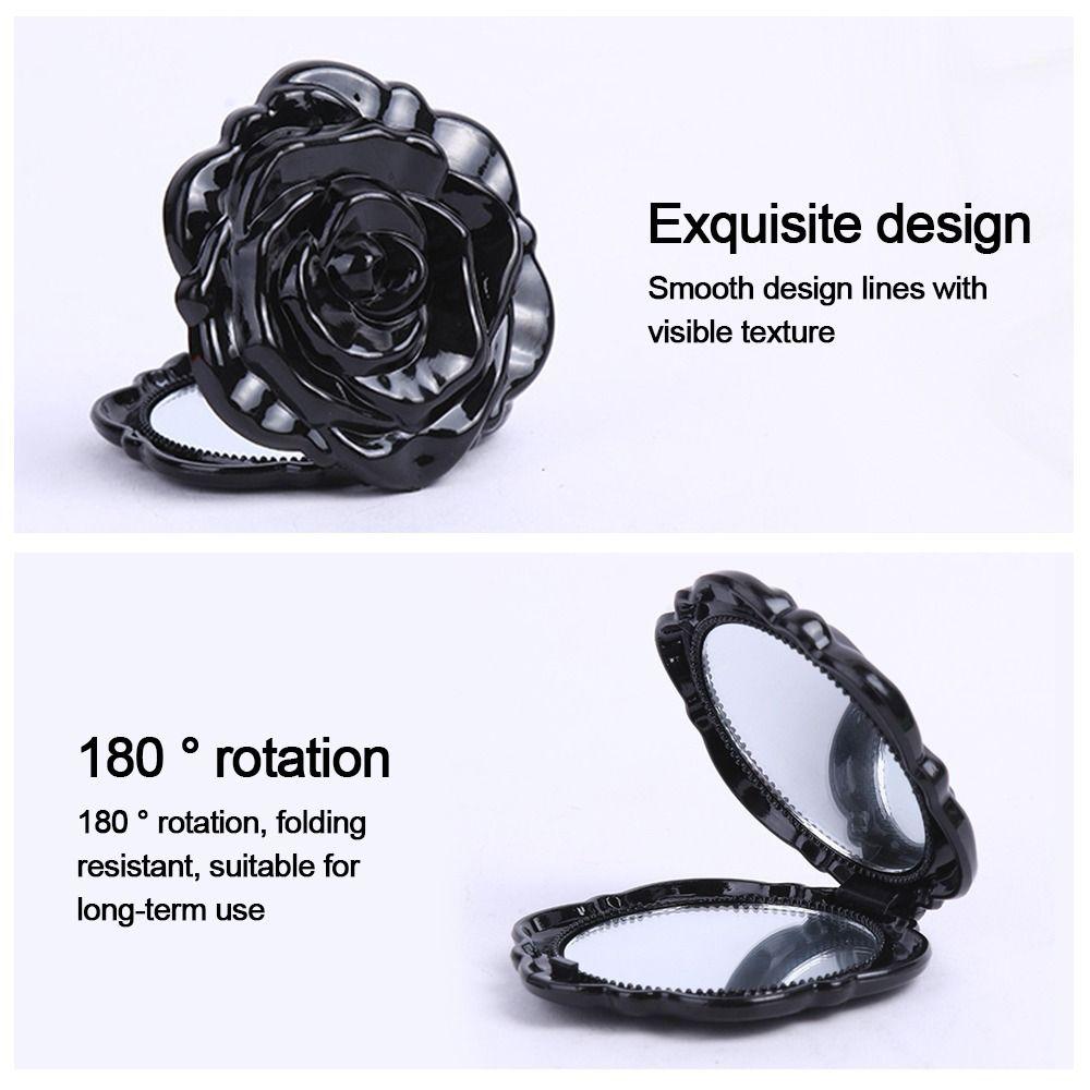 Round Shape Rose Flower Makeup Mirror Handheld Cosmetic Mirror  Travel Beauty Tool