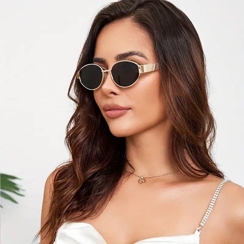 Модные овальные солнцезащитные очки для женщин, солнцезащитные очки в металлической оправе, женские классические винтажные круглые очки унисекс