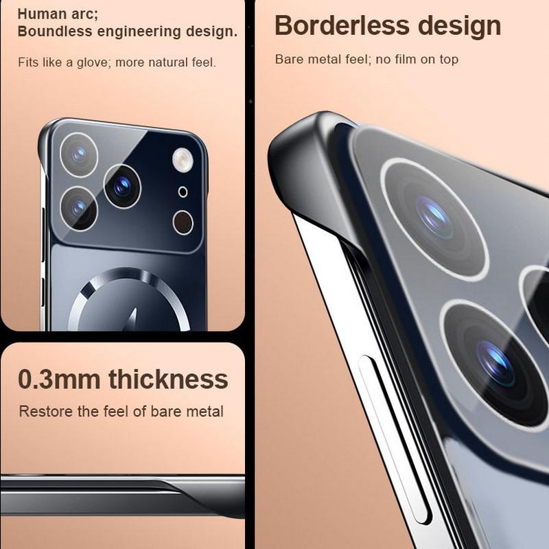 Ультратонкий магнитный безрамочный чехол для iPhone 17 Pro Max 16 15 14 13 Pro Max 12 11 Роскошная защита объектива Покрытие Твердый ПК чехол для телефона
