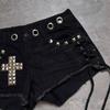 Y2K Summer Women's High Street Gothic Cross Hot Stamped Design Shorts