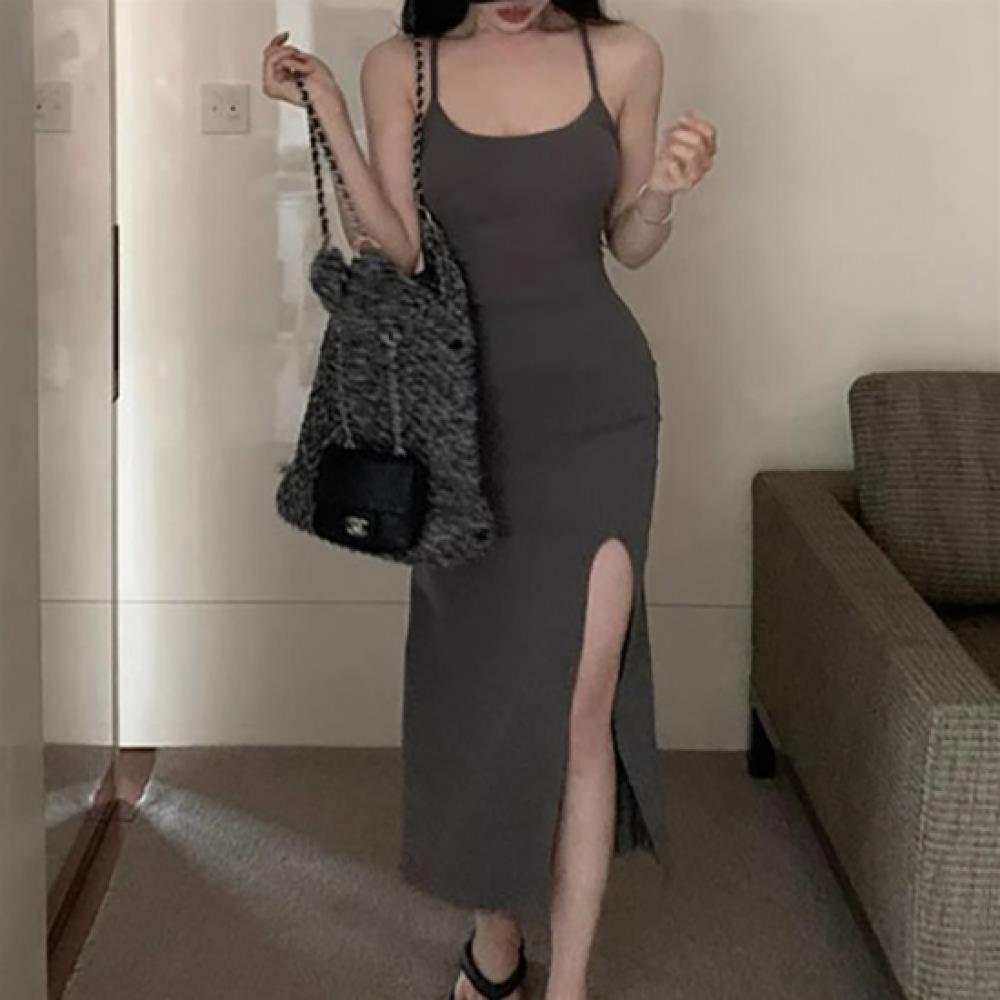 New ArrivalS Open Run Women S Slim Spandex SleeveleSS aSymmetrical Slit Long One