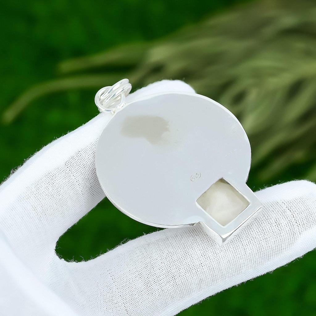 Memorial Day Sale Rainbow Moonstone Gemstone Elegant New Pendant Sterling Silver