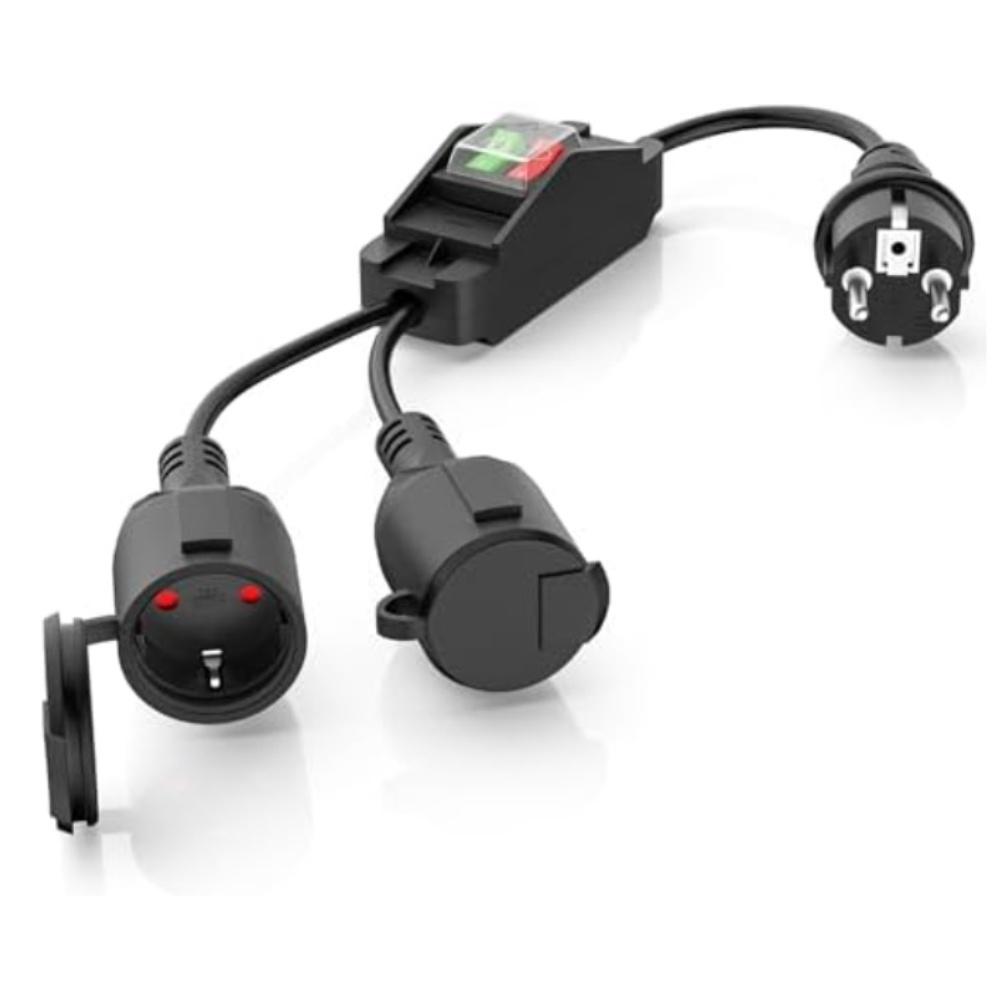 Dual Outlet Extension Cable 0.5m with Switches and IP44 Waterproof Rating Compatible with European Power Devices