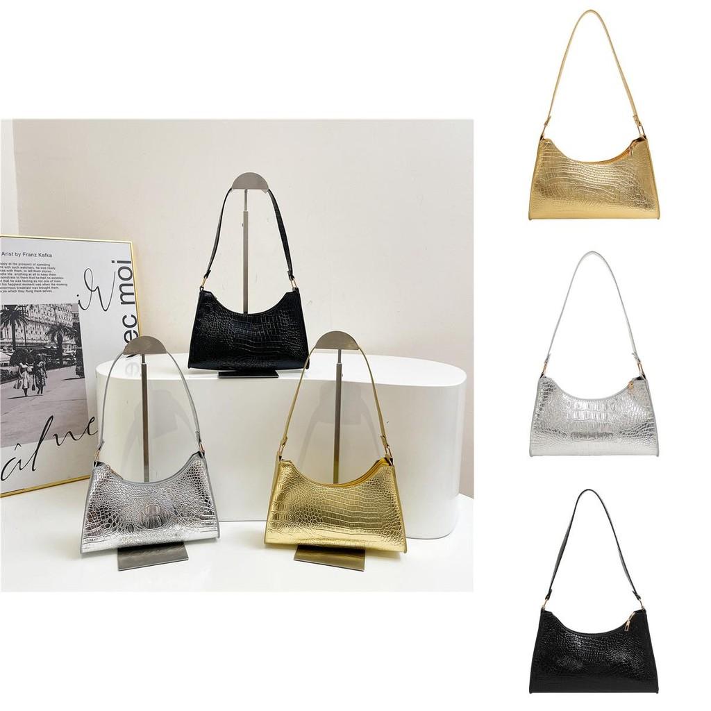Elegant Retro Handheld Crocodile Texture Shoulder Bag For Women Versatile Fashionable Everyday Use