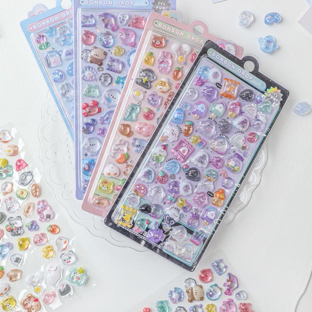 Cute Candy Animal Drop Sticker Aesthetic DIY Toy Stickers 3D Decor Stickers  DIY Scrapbooking