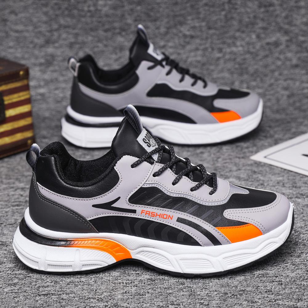 Men's Shoes New 2024 Leather Platform Dad Shoes Youth Student Leisure Sports Running Shoes