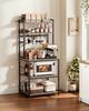 Kitchen Bakers Rack, 600 mm Width Bakers Rack, Kitchen Stand with X-Shaped Support Bar, 12 S-Shaped Hooks, Double-Layer Top Shelf, Coffee Bar Stand