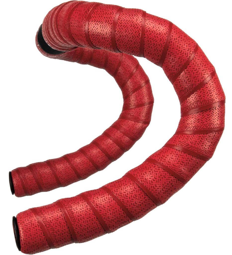 Lizard Skins DSP Bar Tape with Bar End Crimson Red V2, 3.2mm Thick, Screw-in Plugs,