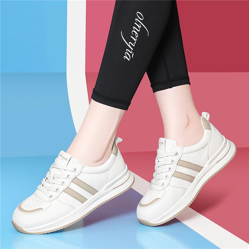 Осенняя новинка, женская обувь, белые кроссовки в стиле athleisure, корейская версия тренда, массивные кроссовки-папины кеды, кеды