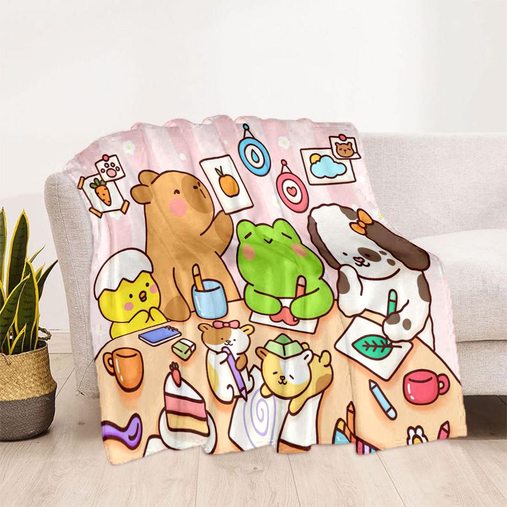 Cute Capybara Party Blankets are suitable for living rooms,making them an ideal choice for outdoor travel and gifts.