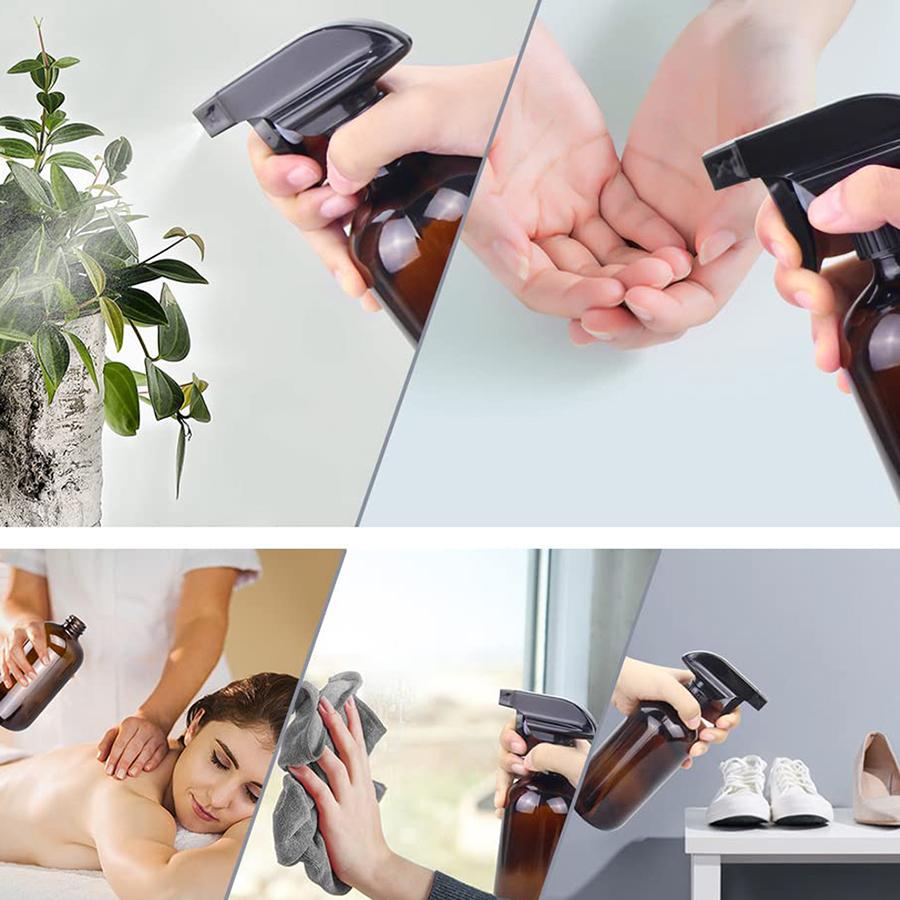 Amber Plastics Spray Bottles, 16 Oz Spray Bottles Refillable Empty Spray Bottle with Adjustable Nozzles for Cleaning Solutions