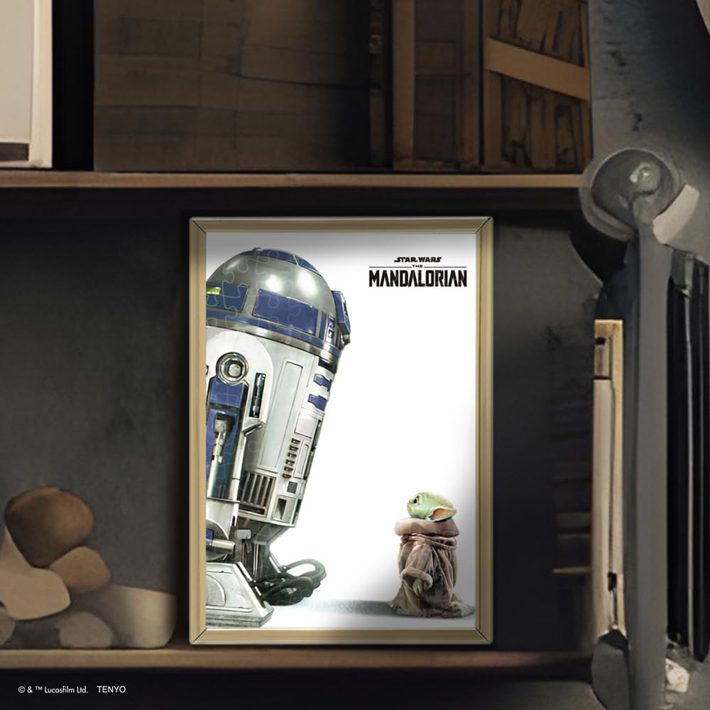 Tenyo [Made In Japan] 108-Piece Jigsaw Puzzle Star Wars R2-D2 & Grogu (18.2x25.7cm) W-108-676, Includes Glue, Spatula, and Service Card