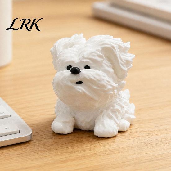3D-печатная модель щенка, Неаккуратная фигурка, Милая статуэтка собаки с взъерошенной шерстью, Маленькая скульптура, Матовая белая мини-скульптура, Забавный орнамент для животного для офиса