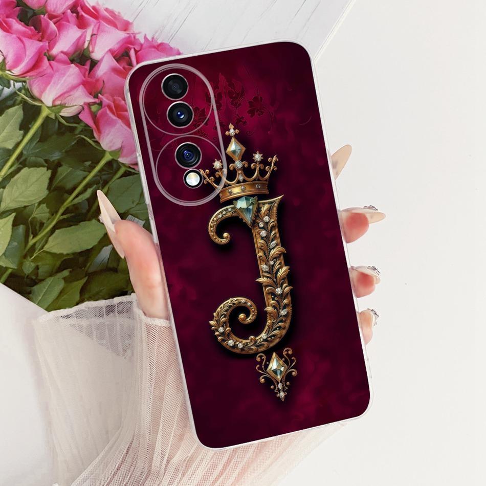 For Honor 70 70Pro Pro+ Royal Crown Initial Letter Couple Phone Case For Honor70 70 Pro Plus 5G Soft Silicone TPU Bumpers