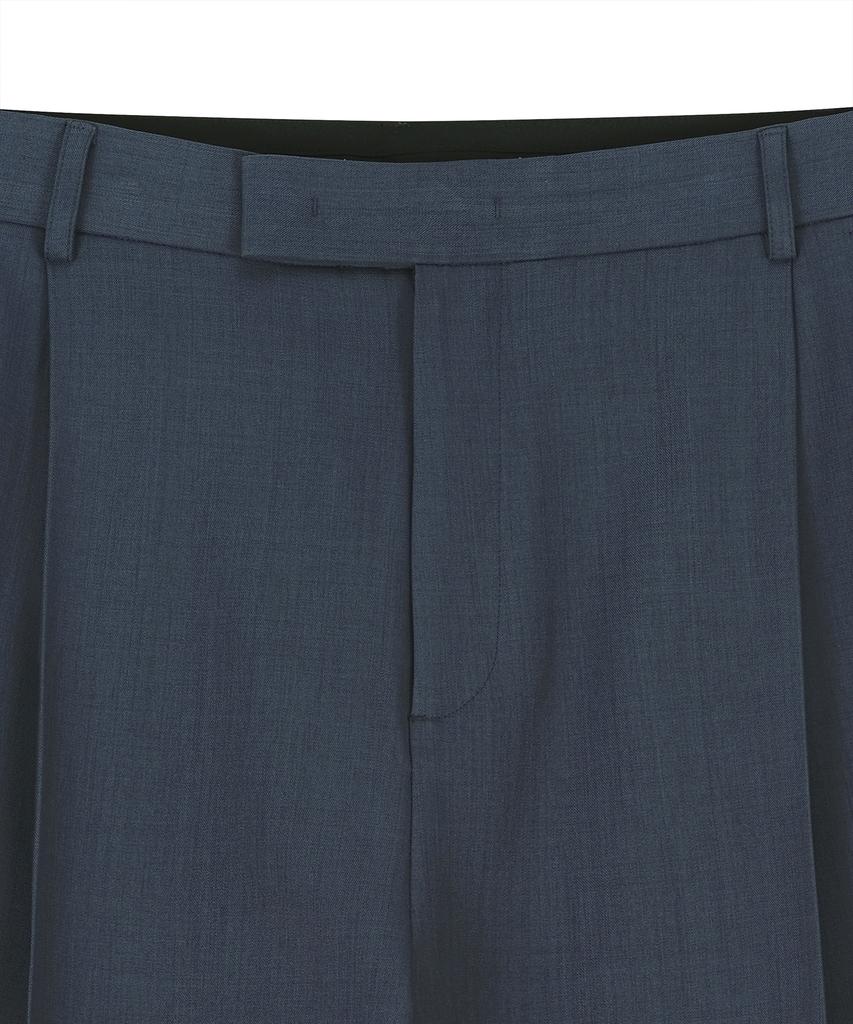 NOIRER 80S Classic One-Pleat Wide Slacks (Navy)