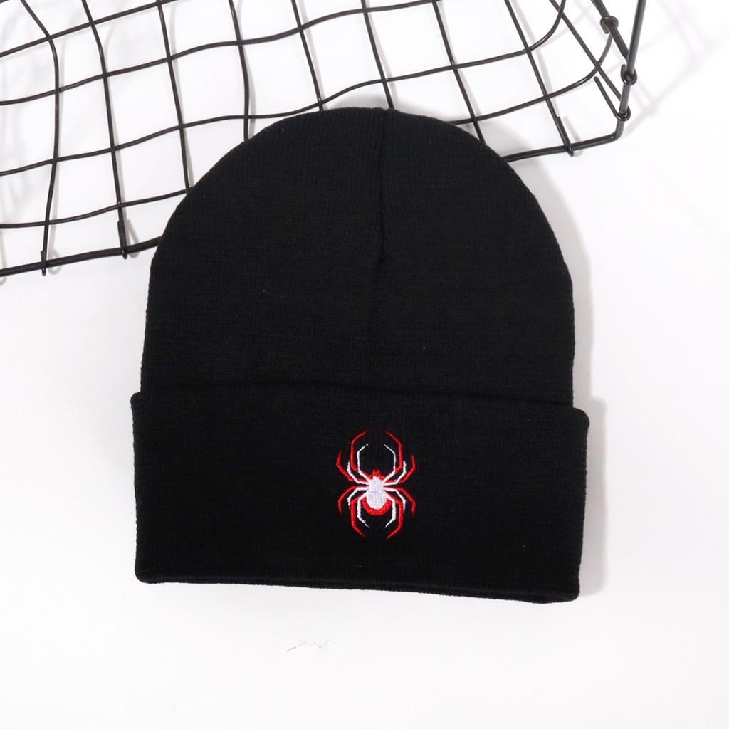 Street Style Spider Pattern Knitted Cap With No Brim For Winter Casual Wear