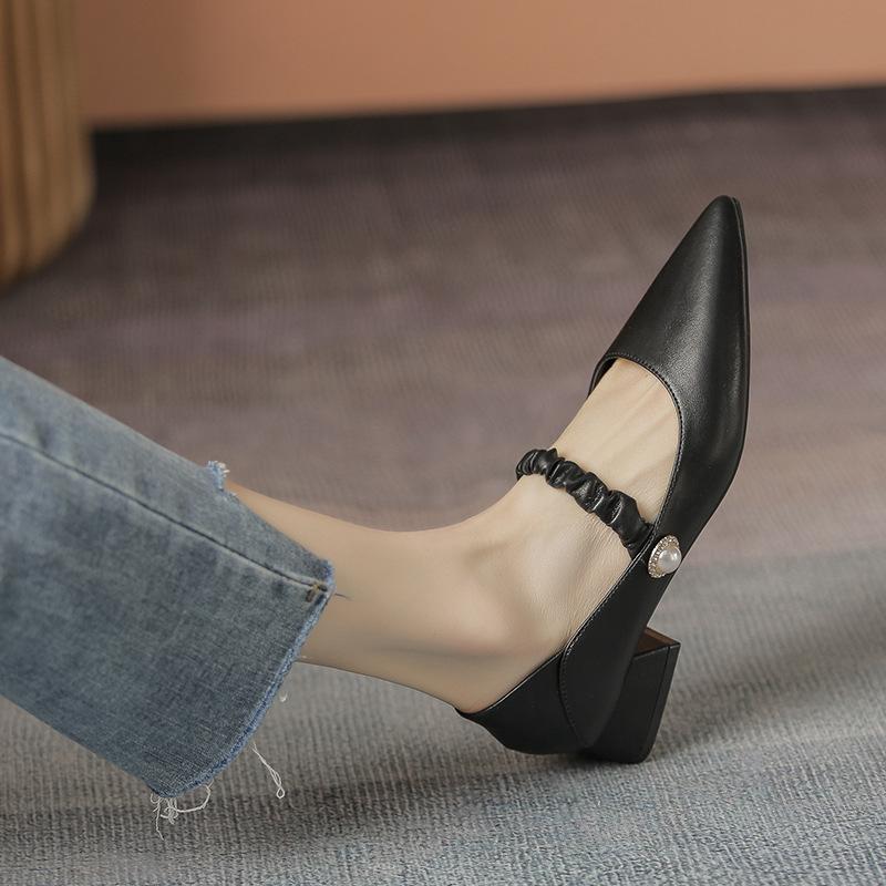 Leather Flat for Huizhou Women's Shoes Grape Mother Same Mary Jane Shoes Women's Autumn and Winter New Korean Version High Heels