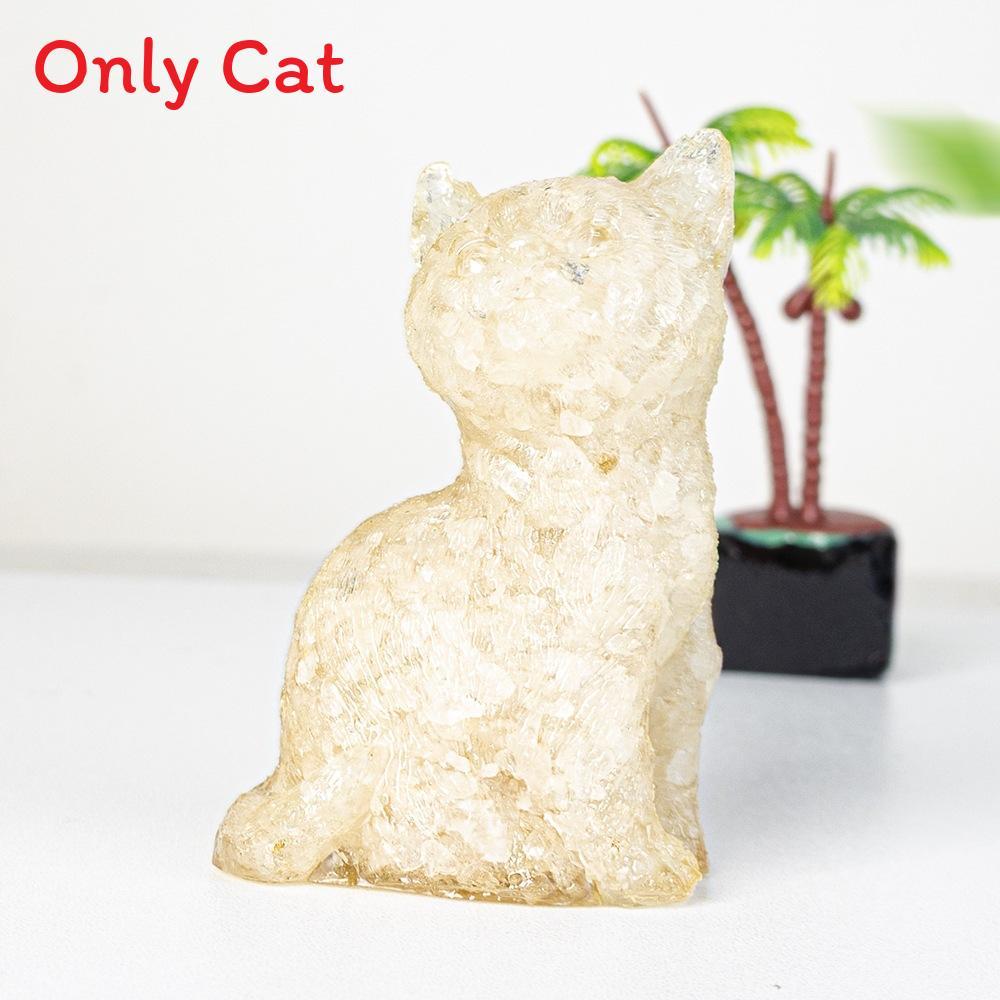 Кристальная кошка из смолы с символом удачи для украшения офисного стола