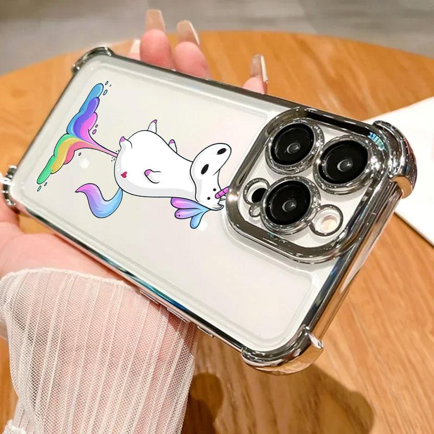 Unicorn with Rainbow Pee Cases For Samsung Galaxy A56 A55 A54 A52 A53 5G A36 A34 A35 A50 A73 A26 A25 A16 A06 Clear Phone Cover