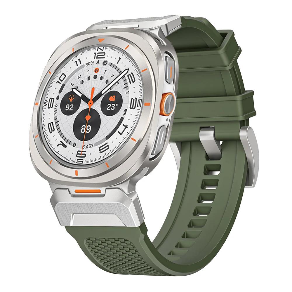 Спортивный силиконовый браслет+Чехол для Samsung Galaxy Watch Ultra 7 47 мм Роскошный мужской ремешок Для GALAXY 47MM ULTRA Чехол-аксессуар