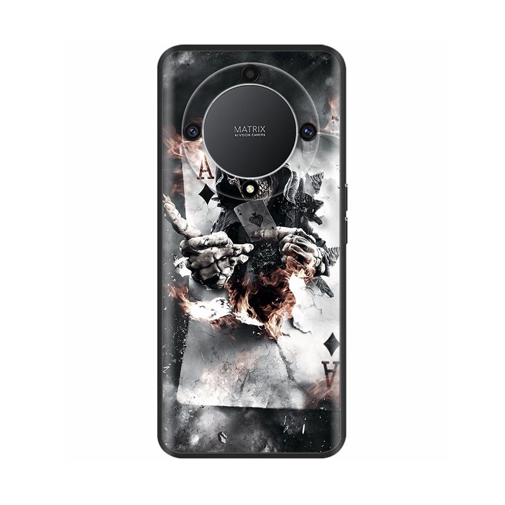 Чехол для Honor Magic 6 Lite Magic6 Lite Жидкий силикон Мягкий ТПУ Задний бампер Череп Мраморный принт Fundas Для Honor Magic 6 Lite 5G