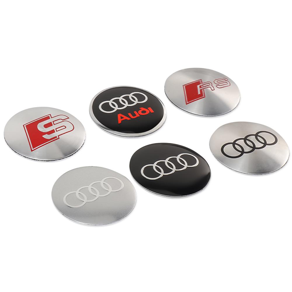 56/60/63/65/68MM Car Wheel Center Hub Caps Tire Rim Cover Sticker For Audi Sline RS A3 A4 B8 8P 8V B6 A5 A6 C7 Q5 C6 A1 Q7 Q3 TT