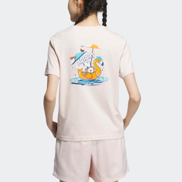 Adidas Футболка с принтом логотипа Neo, свободная, удобная, с коротким рукавом, с круглым вырезом, женские футболки Miracle-Quartz IP3877