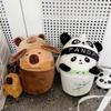 Plush Crossbody Bag Portable Soft Stuffed Doll Zipper Closure Shoulder Pack Capybara less