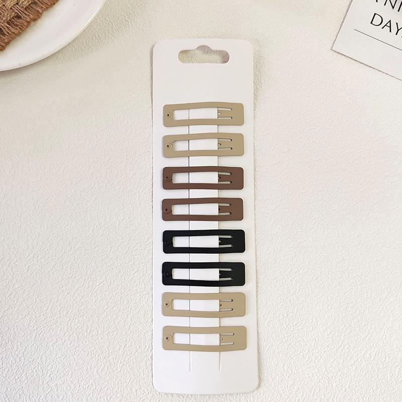 8PC Khaki Simple BB Hair Side Clips for Women Girls School Hairpin Accessory Headwear Ornament