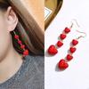 Long Red Love Heart Earrings Sweet Korean Cute Tassel Drop Earrings for Women Girls Fashion Party Dangle Earrings Jewelry Gifts