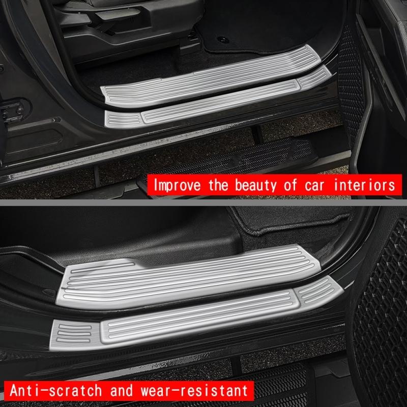 For TOYOTA TACOMA 2024 2025 steel inner outer Door Welcome Pedal Threshold Bar Cover Trim Strips Door Sill Pad Car Accessories