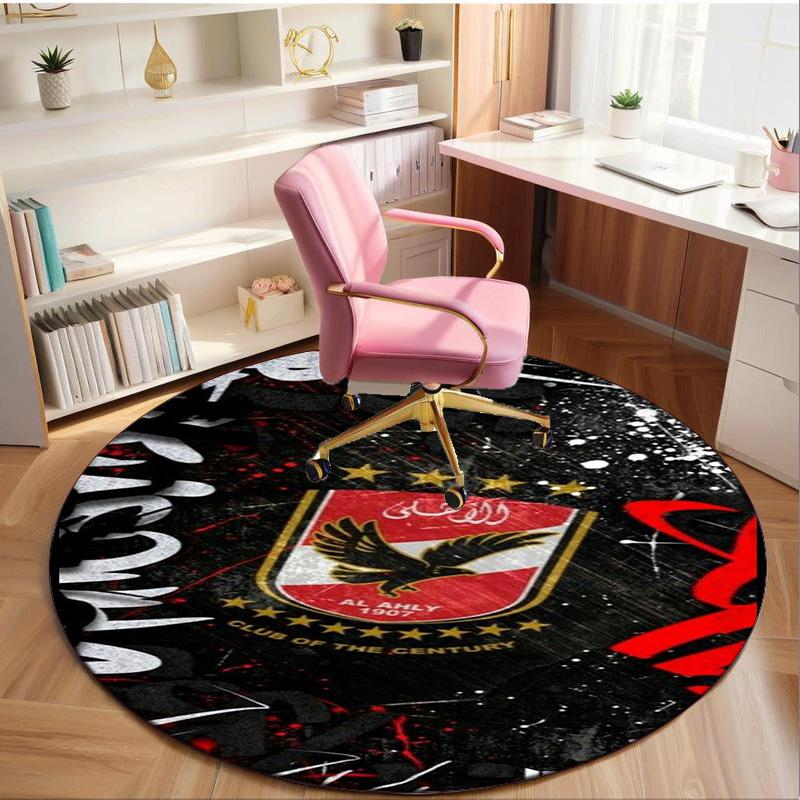 1PC round rug Ahly Football club Printed Round Area Rug ,Rug For Home Office, Round Chair Rug, Decorative Carpet Fan gifts Christmas gift